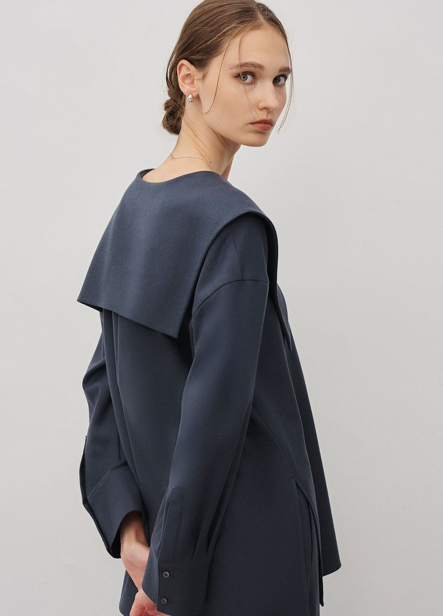 法蘭絨大領片襯衫